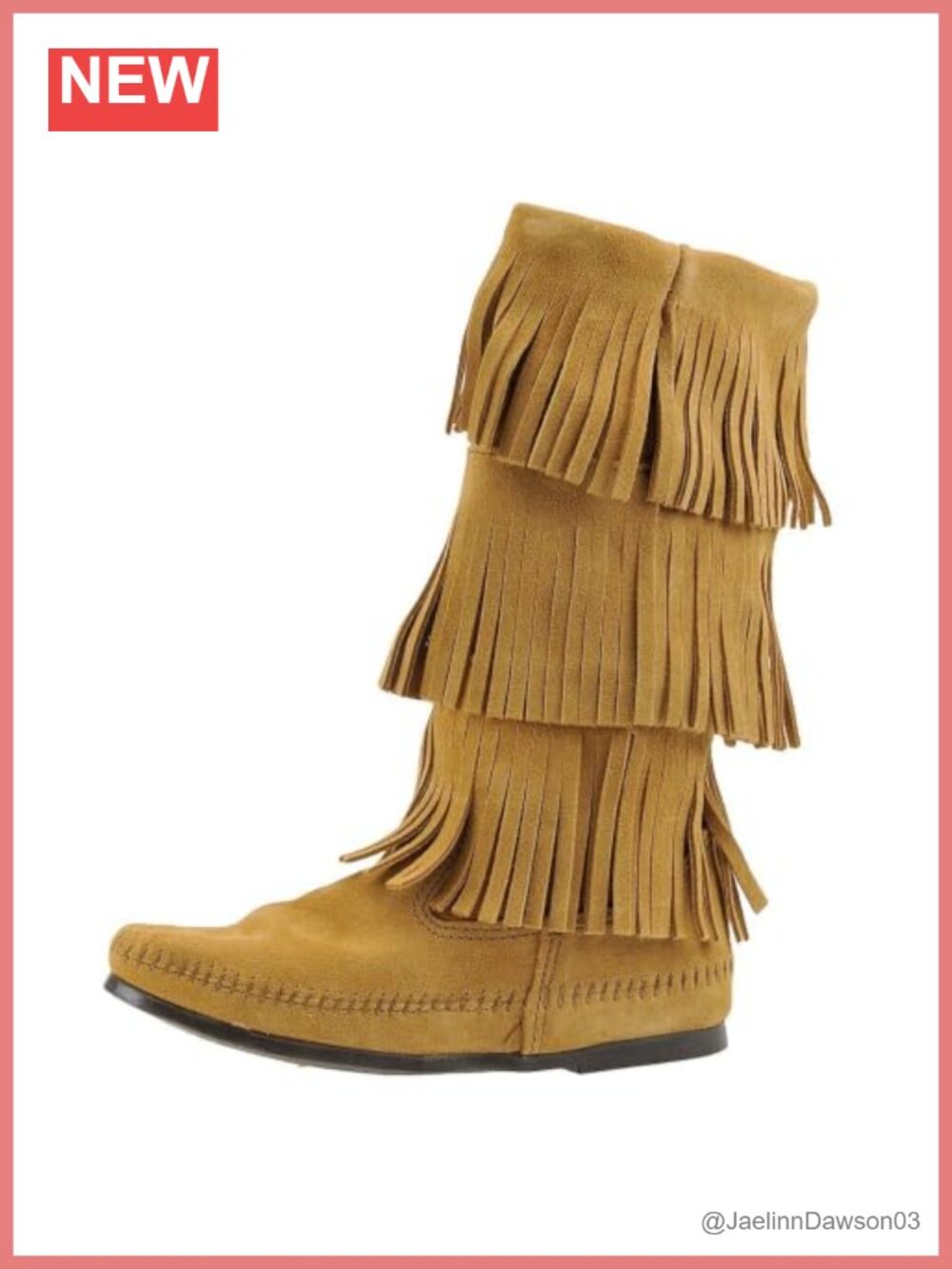 Women's Suede Fringe Mid-Calf Boots with Leather Sole